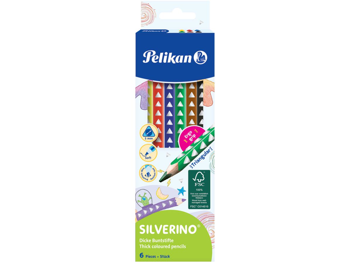PELIKAN Crayons de couleur Silverino 700610 6 couleurs (4012700700612)