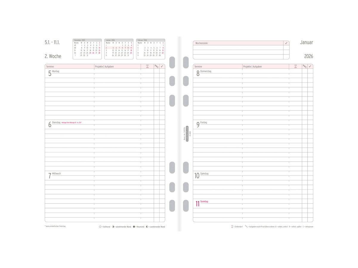 CHRONOPLAN Plan semainier recharge 2026 50576Z.26 1S/2P A5 (4004182088562)