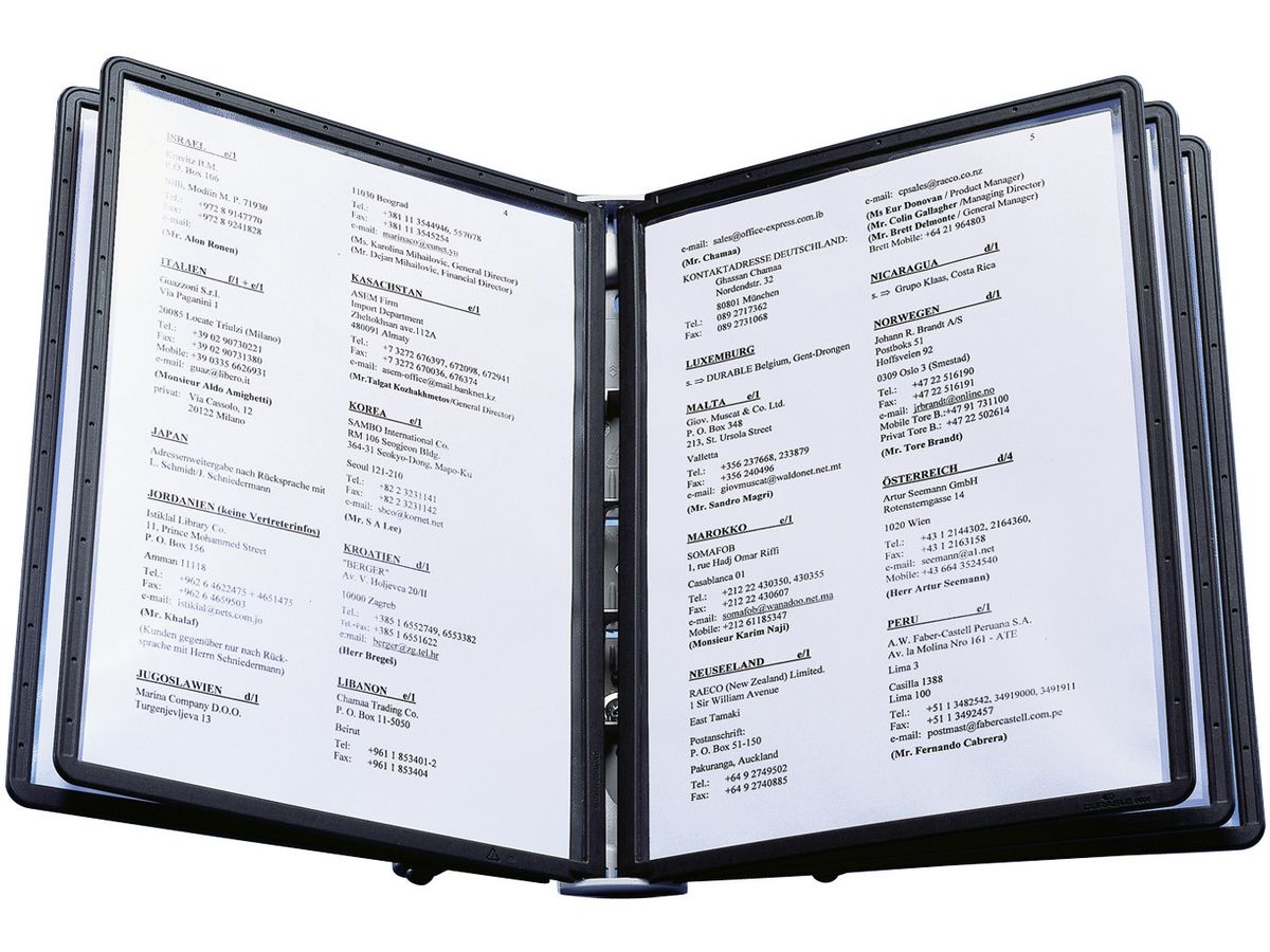 DURABLE Sistema di present.SHERPA Soho 554001 nero di 20 pannelli A4 (4005546502595)