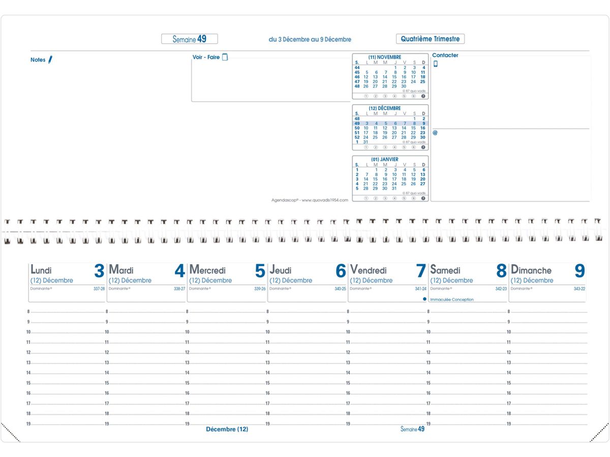 QUO-VADIS Agenda Impala Agendas. 2026 020024Q 1W/S noir FR 30x10cm (3371010124954)