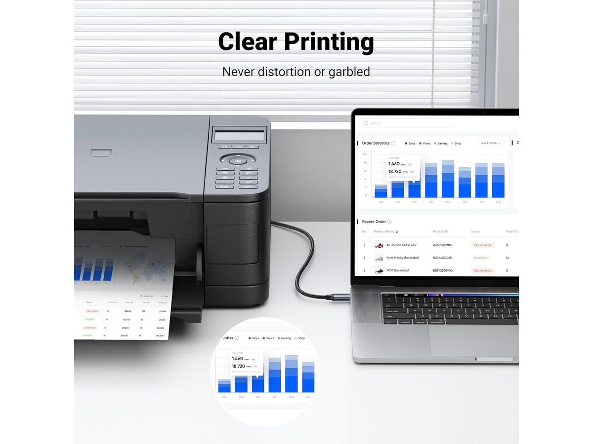 UGREEN Printer Cab. USB-C-USB-B 2.0 80807 2m,Black,BB (6957303888078)