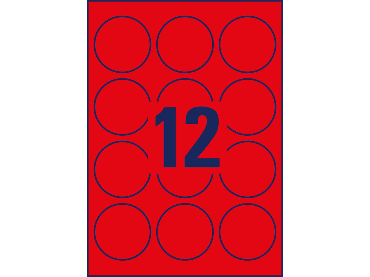 AVERY ZWECKFORM Etiketten 63,5mm L7670R-25 rot 300 Stück (4004182608401)