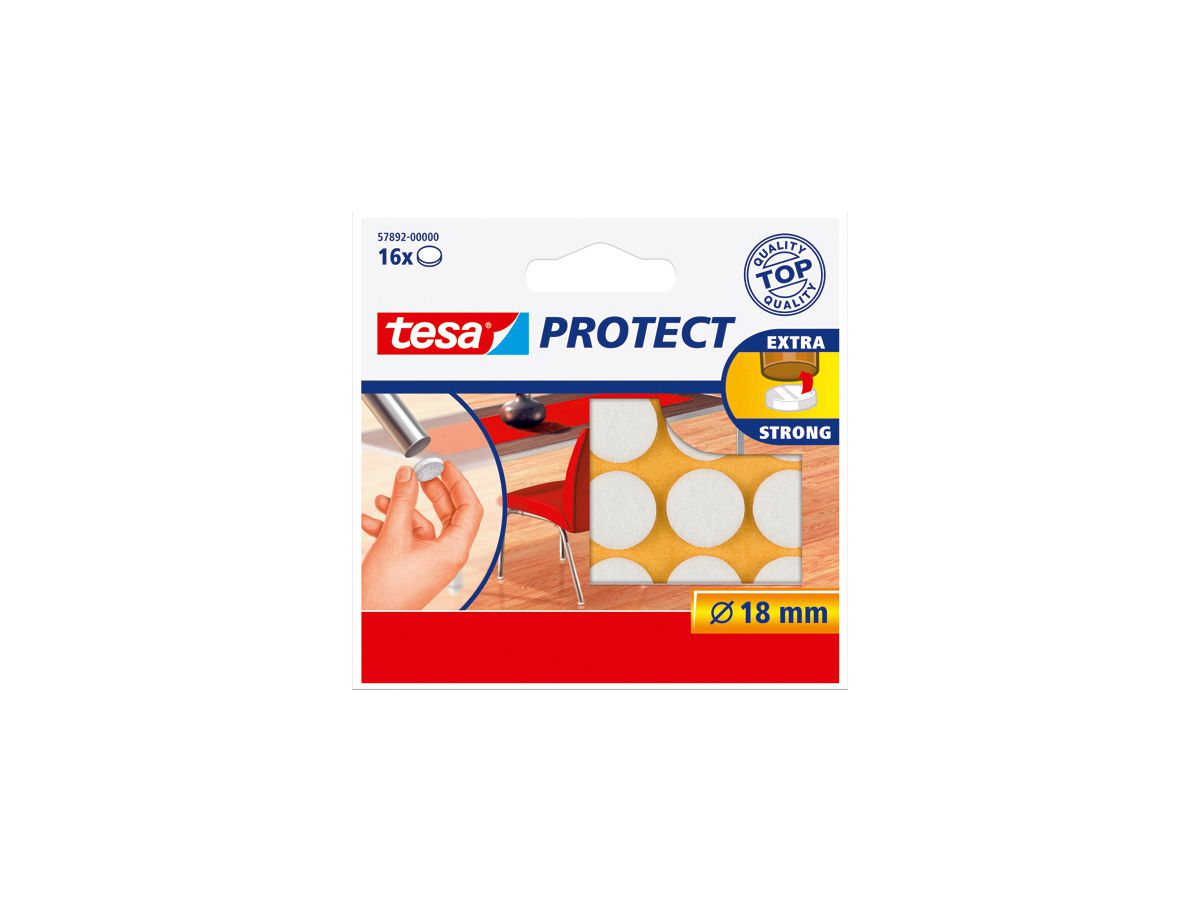 TESA Feutre Protect 18mm 578920000 blanc, ronde 16 pcs. (4042448884992)