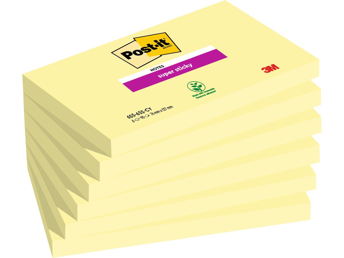 POST-IT Notes Super Sticky 76x127mm 6556SSCY giallo 6x90 fogli (0051141380780)