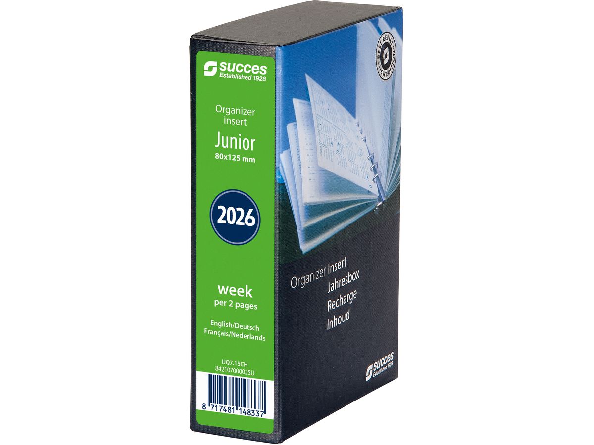 SUCCES Agenda Junior 2026 842107000026U 1S/2P recharge compl. 8x12.5cm (8717481253833)