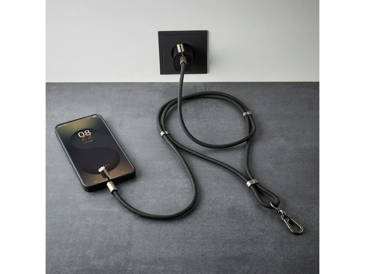 INTENSO Phone Lanyard Charg.Data Cable 7991000 2x USB-C, up to 1.65m black (4034303037070)