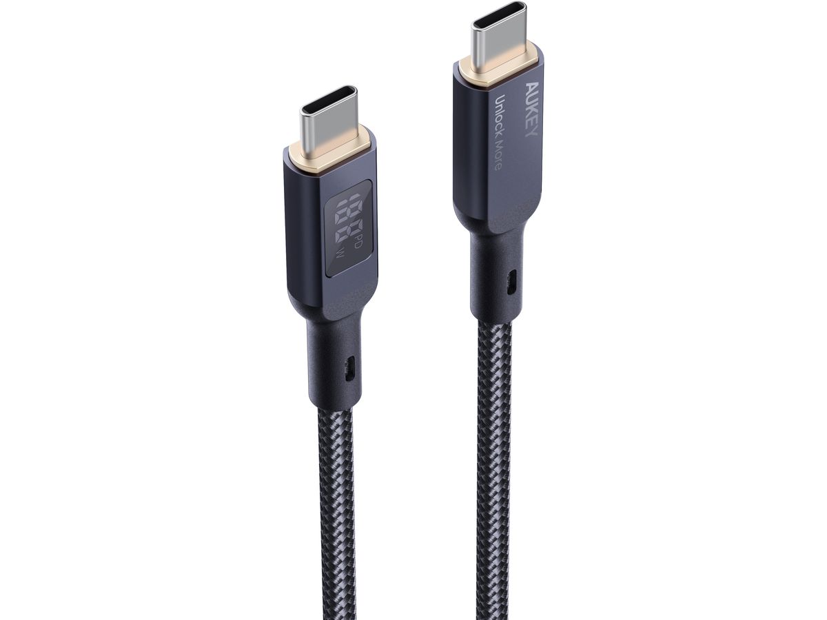 AUKEY Cable USB-C-to-C,LCD Display CB-MCC101 1.0m,Nylon Braided,100W,Bl. (0689323785292)