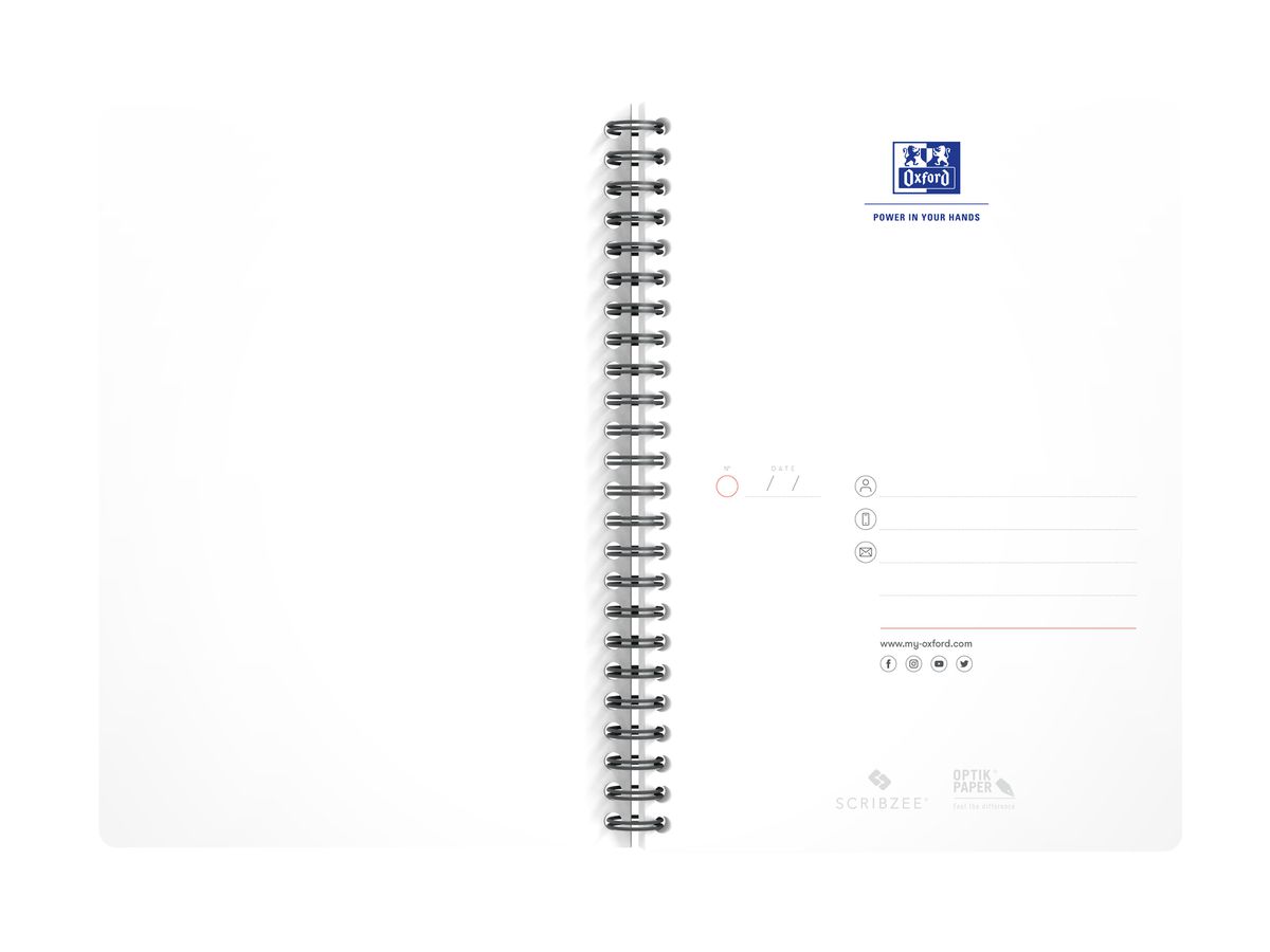 OXFORD Carnet spirale Smart Black A5 100103627 ligné 6mm, 90g 90 flls. (3020120029887)
