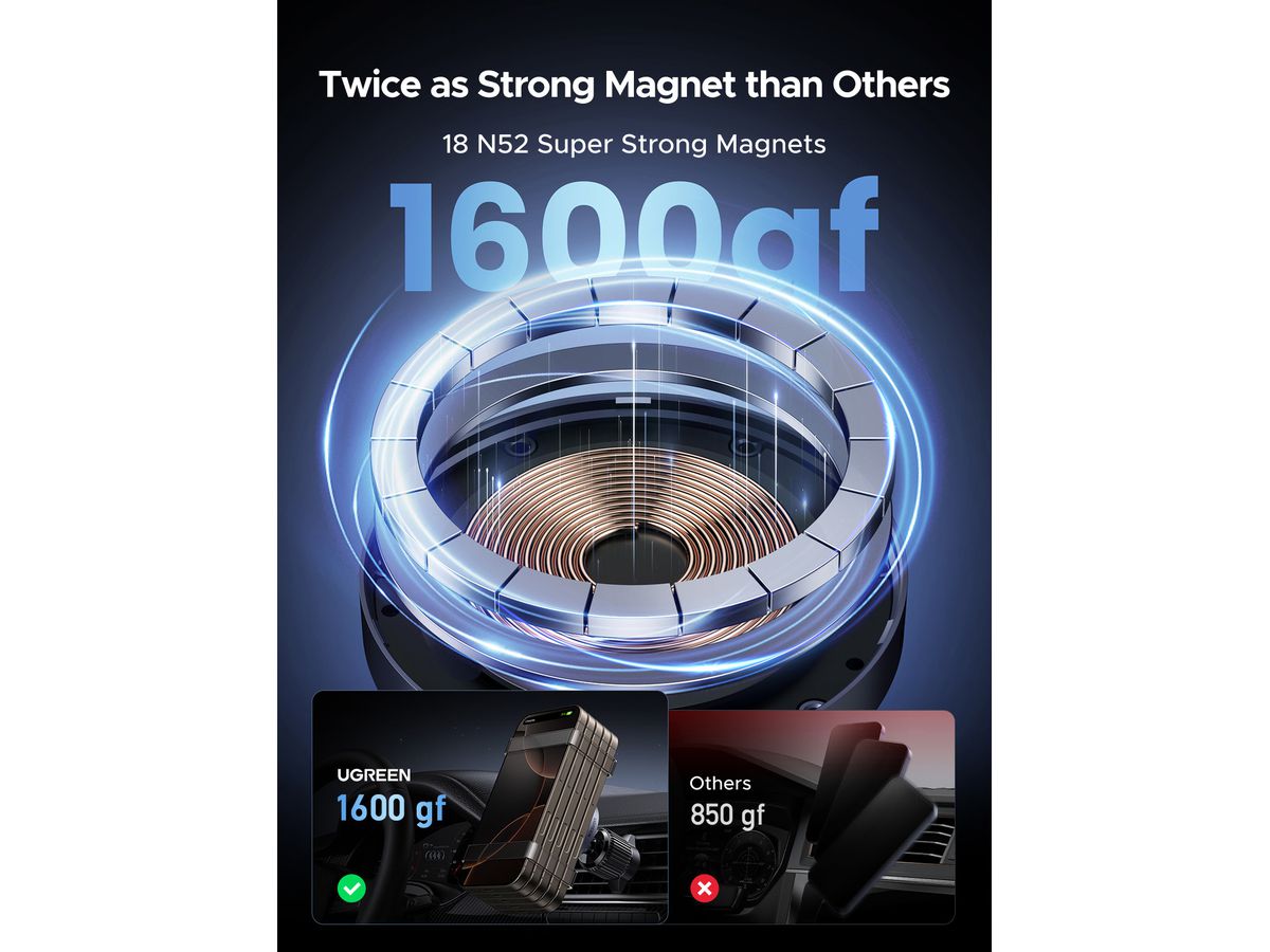 UGREEN Car Charger Magnetic 15W,Qi2 35970 BB Wireless, Air Vent Mount BB (6941876239702)