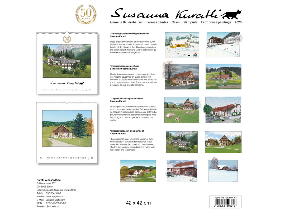 KURATLI Calendario 2026 9783952596616 Susanna Kuratli ML 42x42cm (9783952596616)