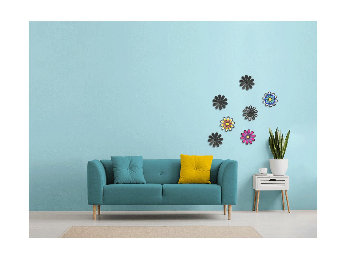 SECURIT Lavagna Gesso 3-D Flower W3D-FLOWER nero, 7 pezzi 28x16.3x1cm (8719075287590)