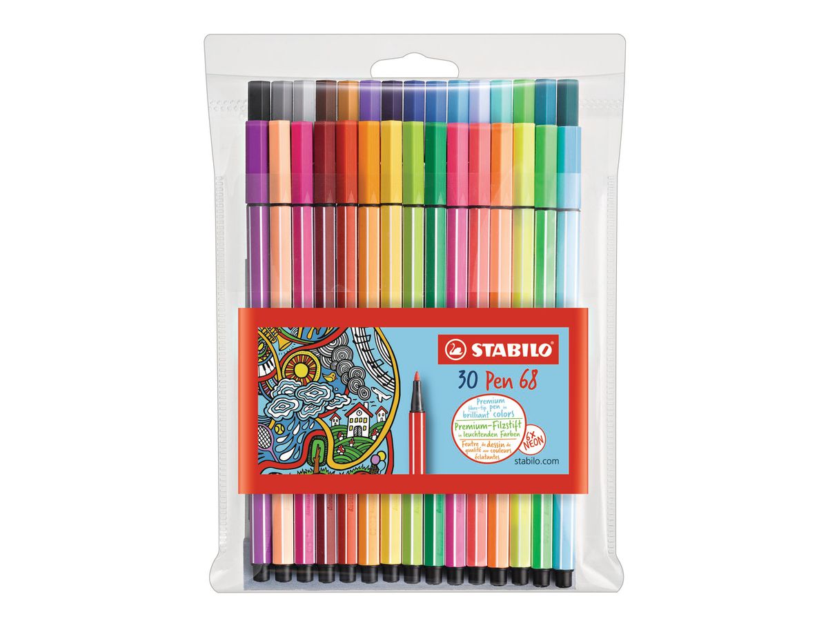 STABILO Fasermaler Pen 68 1mm 6830-1 24+6 Neon Etui (4006381455855)