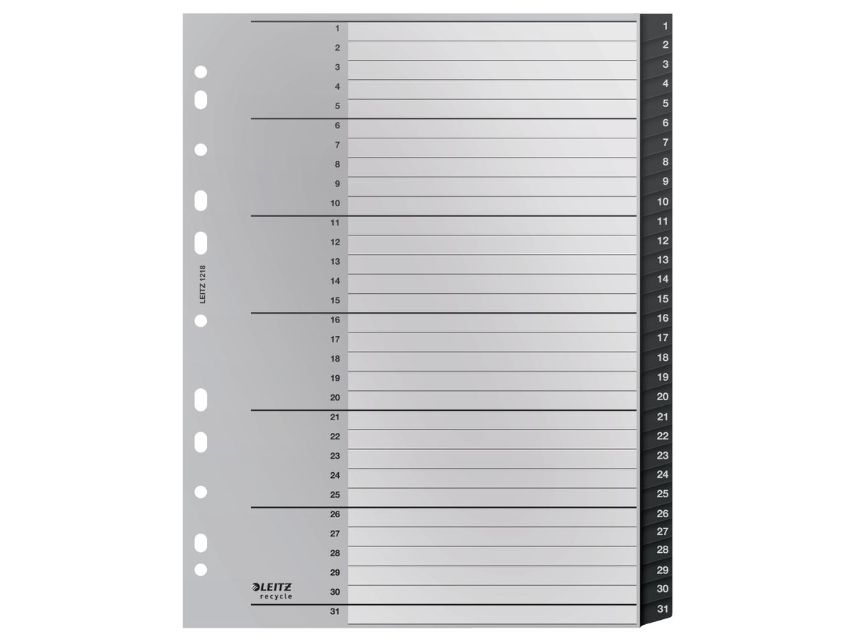 LEITZ Répertoire PP Recycle A4+ 1218-00-00 noir 1-31 (4002432127122)
