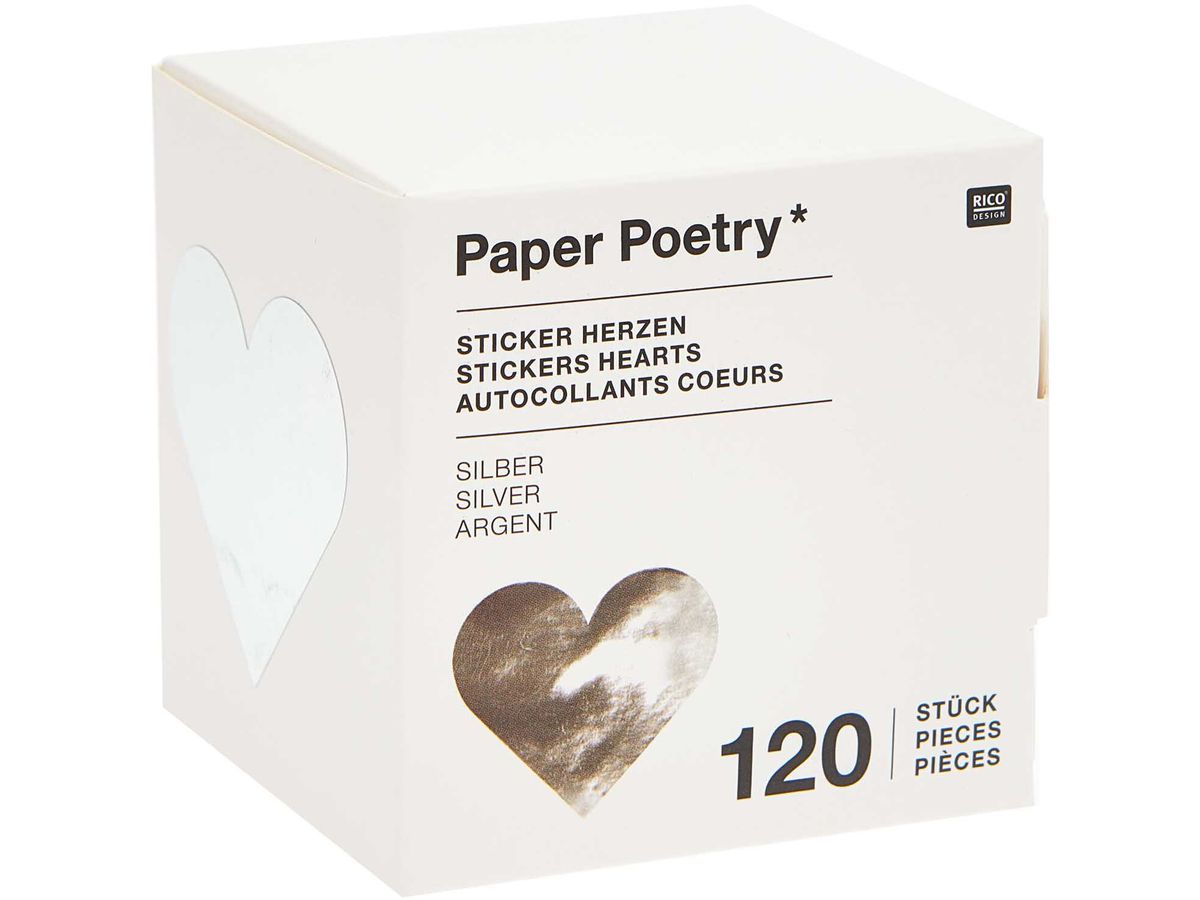RICO DESIGN Sticker Herzen 300136 silber 120 Stück (4051271410186)