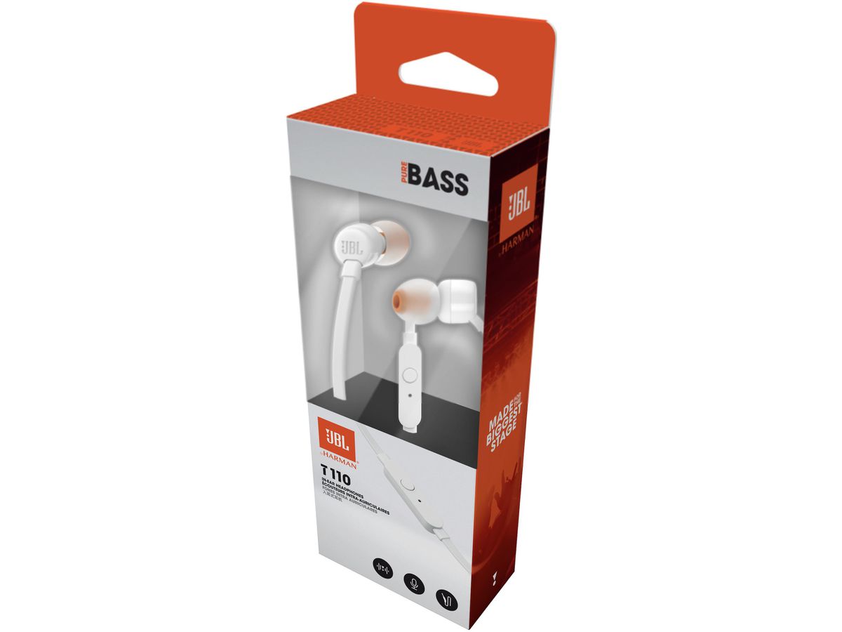 JBL écouteurs T110, blanc JBL-T110WHT blanc, intra-auriculaires (6925281918933)