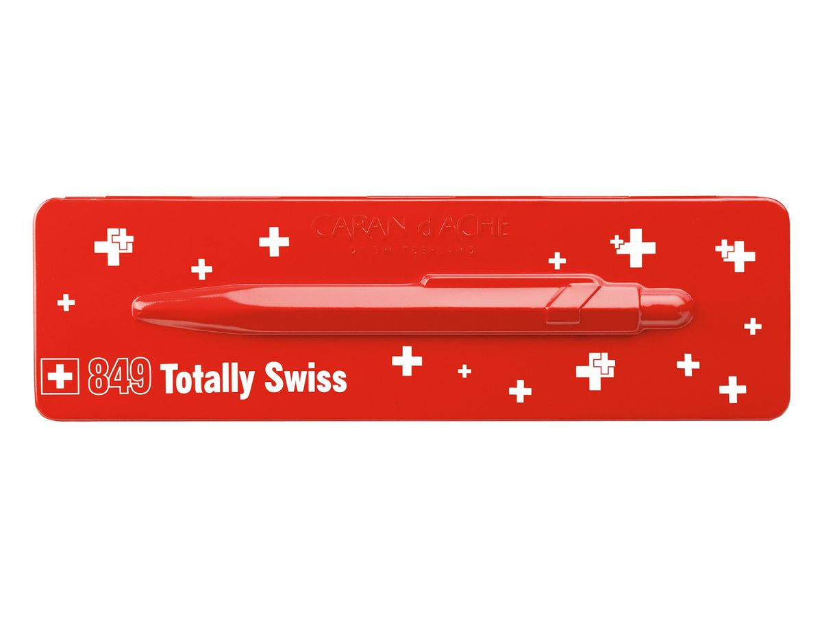 CARAN D'ACHE Penna a sfera Totally Swiss 849.053 rosso/bianco, c. astuccio met. (7630002305808)