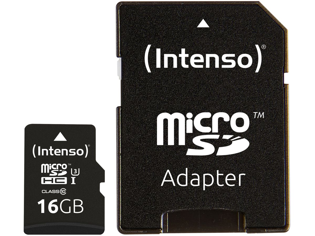 INTENSO Micro SDHC Card PRO 16GB 3433470 with adapter, UHS-I (4034303022304)