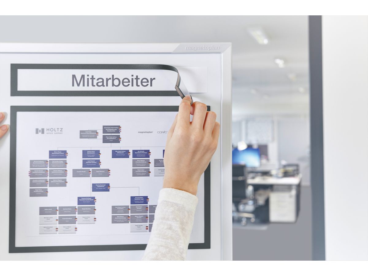 MAGNETOPLAN Cornice calamita magnetofix 1131801 argento Topsign 319x52mm 5 pz. (4013695057279)