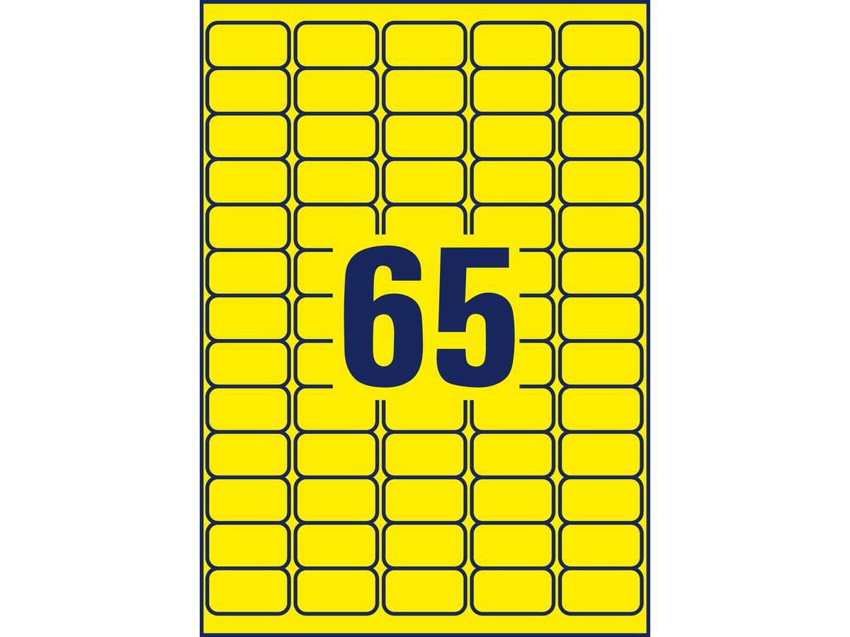 AVERY ZWECKFORM Etiquettes 38,1x21,2mm L7651Y-25 jaune 1625 pcs. (4004182608395)