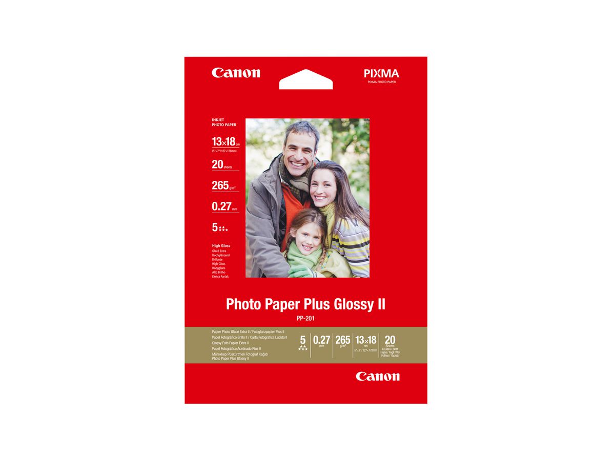 CANON Photo Paper Plus 265g 13x18cm PP2015x7 InkJet glossy II 20 fogli (4960999537276)