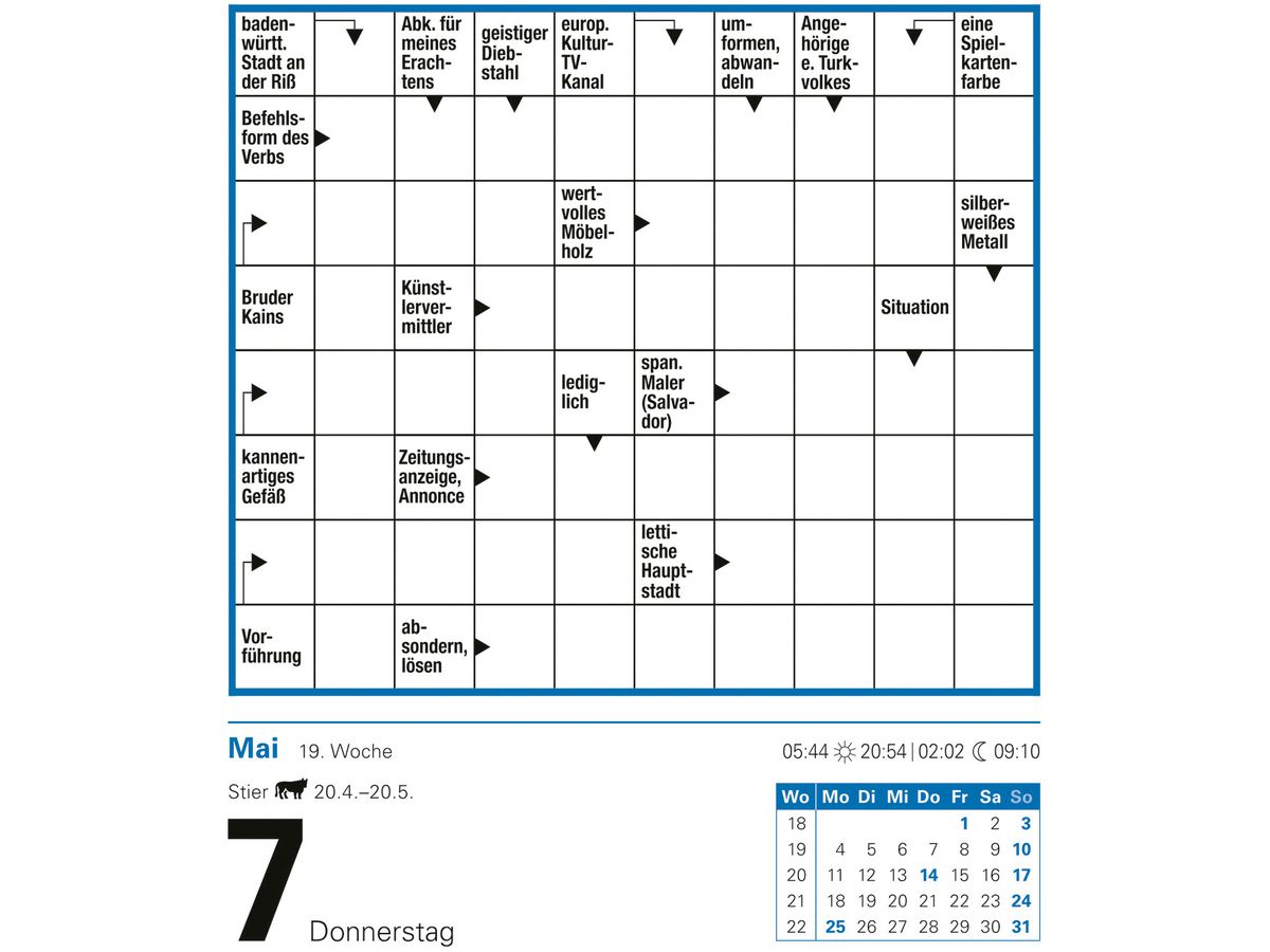 HARENBERG Calendrier détachable 2026 2110400+26 Kreuzworträtsel DE 12.5x16cm (9783840035807)