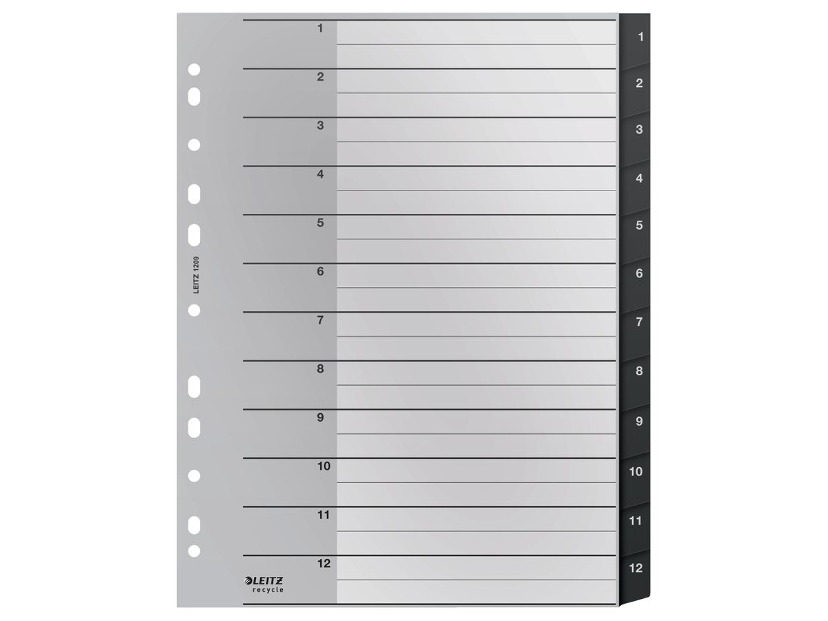 LEITZ Register PP Recycle A4+ 1209-00-00 schwarz 1-12 (4002432127108)