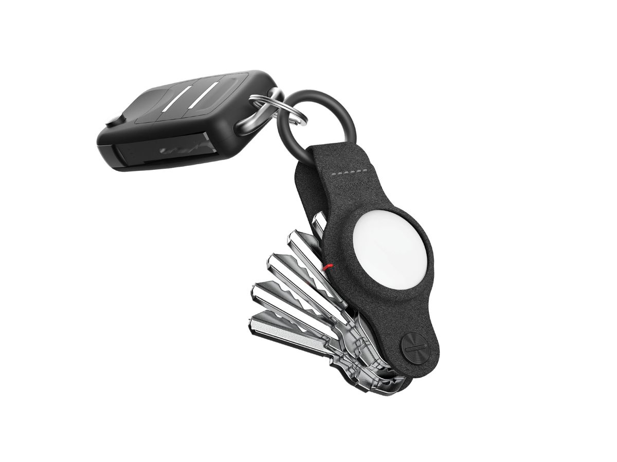 KEYSMART Air Vegan Leather Compact KS040 Key Holder for AirTag, Black (0810024052998)