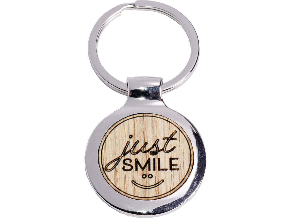 ROOST Portachiavi 3.5x3cm SA319 Sorridi e basta, tondo (9002663656397)