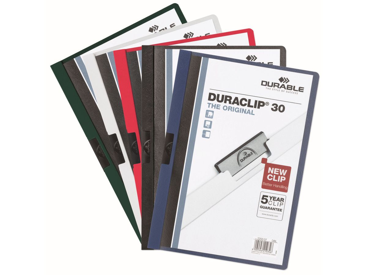 DURABLE Klemmhefter Duraclip 222700 30 Blatt A4 ass. 5 Stück (4005546223995)