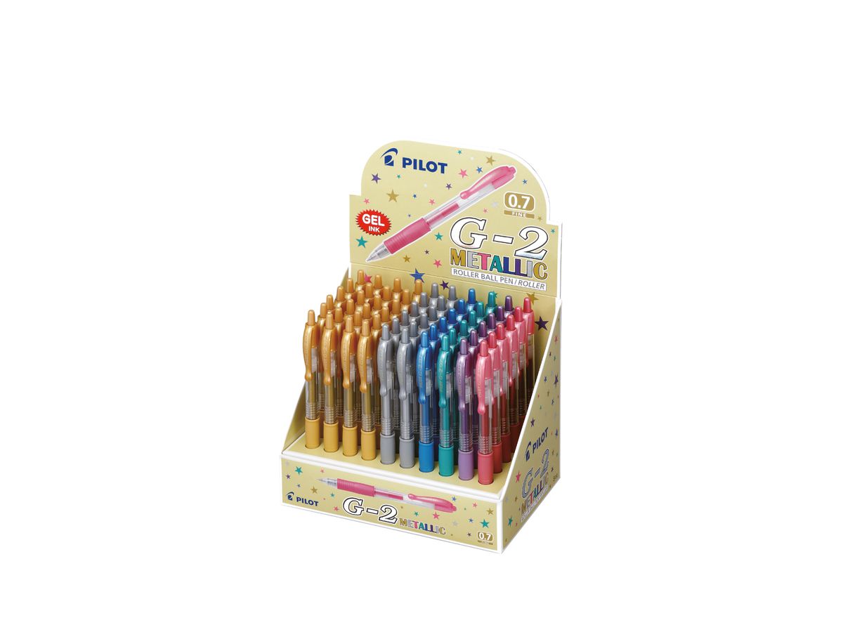 PILOT Gelroller Display G-2 BLG27M60D 60 Stück G-2 Metallic (4902505466724)