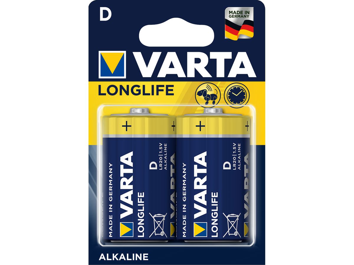 VARTA Batterie 4120101412 Longlife, D/LR20, 2 Stück (4008496525348)