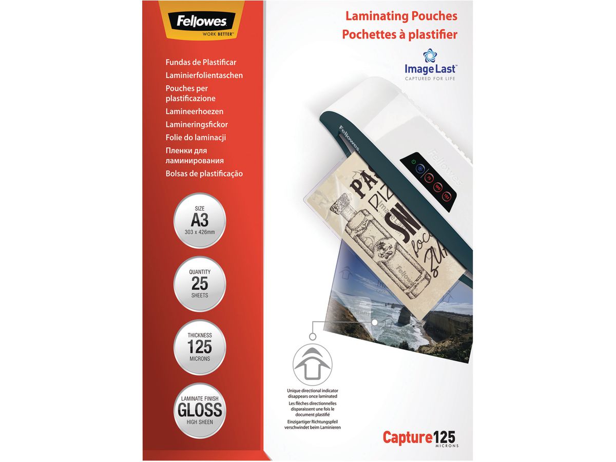 FELLOWES Pelicole per laminazione A3 5396501 lucido, 125my 25 pezzi (0077511539657)