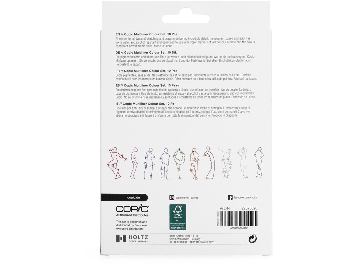 COPIC Multiliner 0.3mm 22075620 Color Set, 10 pz. (4013695264912)