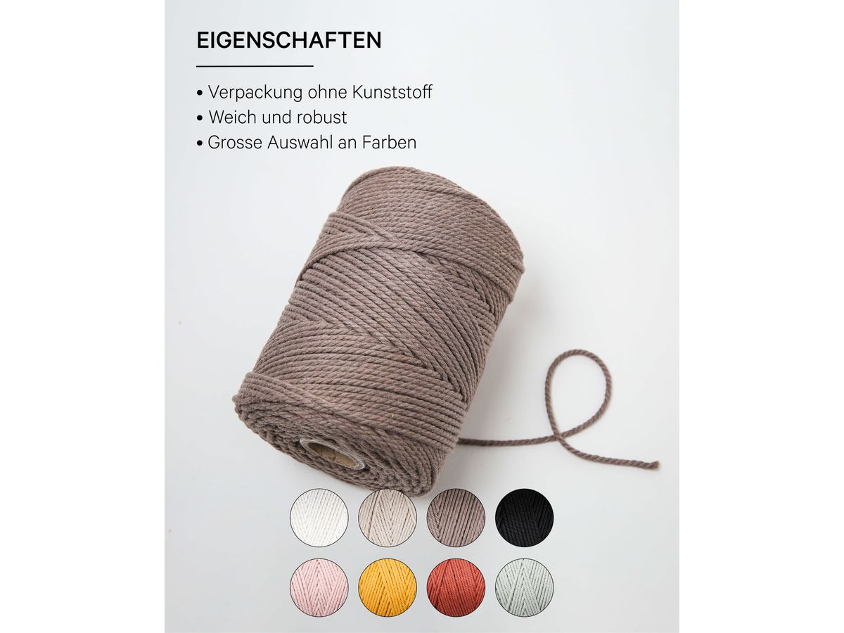 I AM CREATIVE Macrame Rope 6203.04 coffee 2mm, 500g (7640415812244)