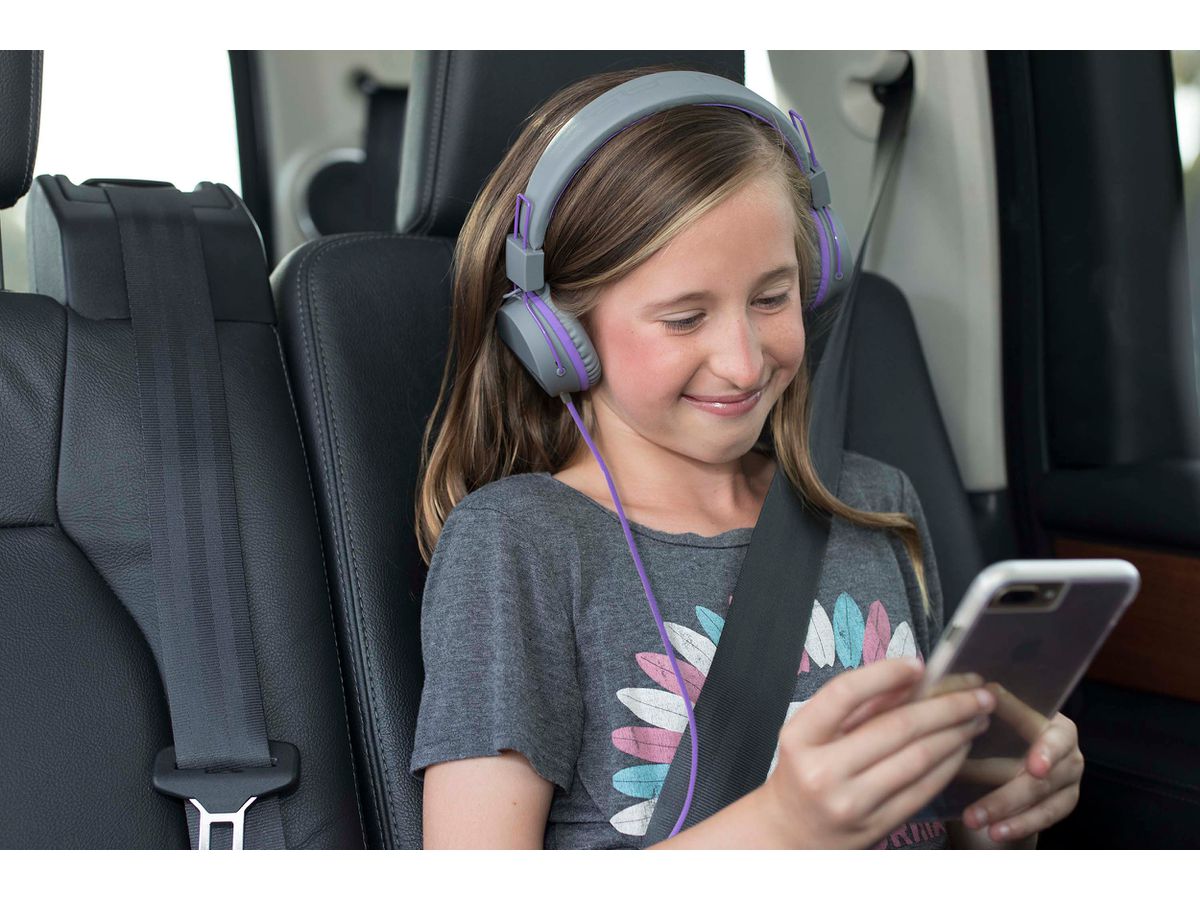 JLAB JBuddies Studio Kids On-Ear IEUHJKSTUDIORGRYPRP6 Wired, Grey/Purple (0812887015431)