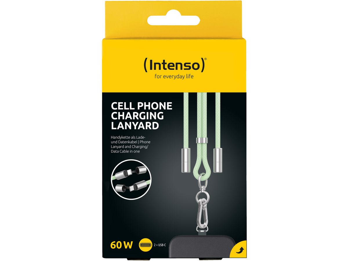 INTENSO Phone Lanyard Charg.Data Cable 7991007 2x USB-C, up to 1.65m green (4034303037131)