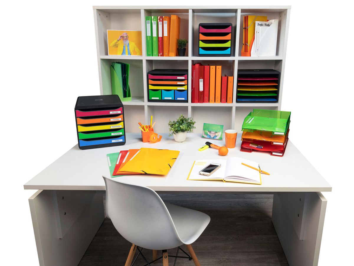 EXACOMPTA Cassettiera Store-Box Maxi 306798D nero/arcobaleno, 6 cassetti (9002493423909)