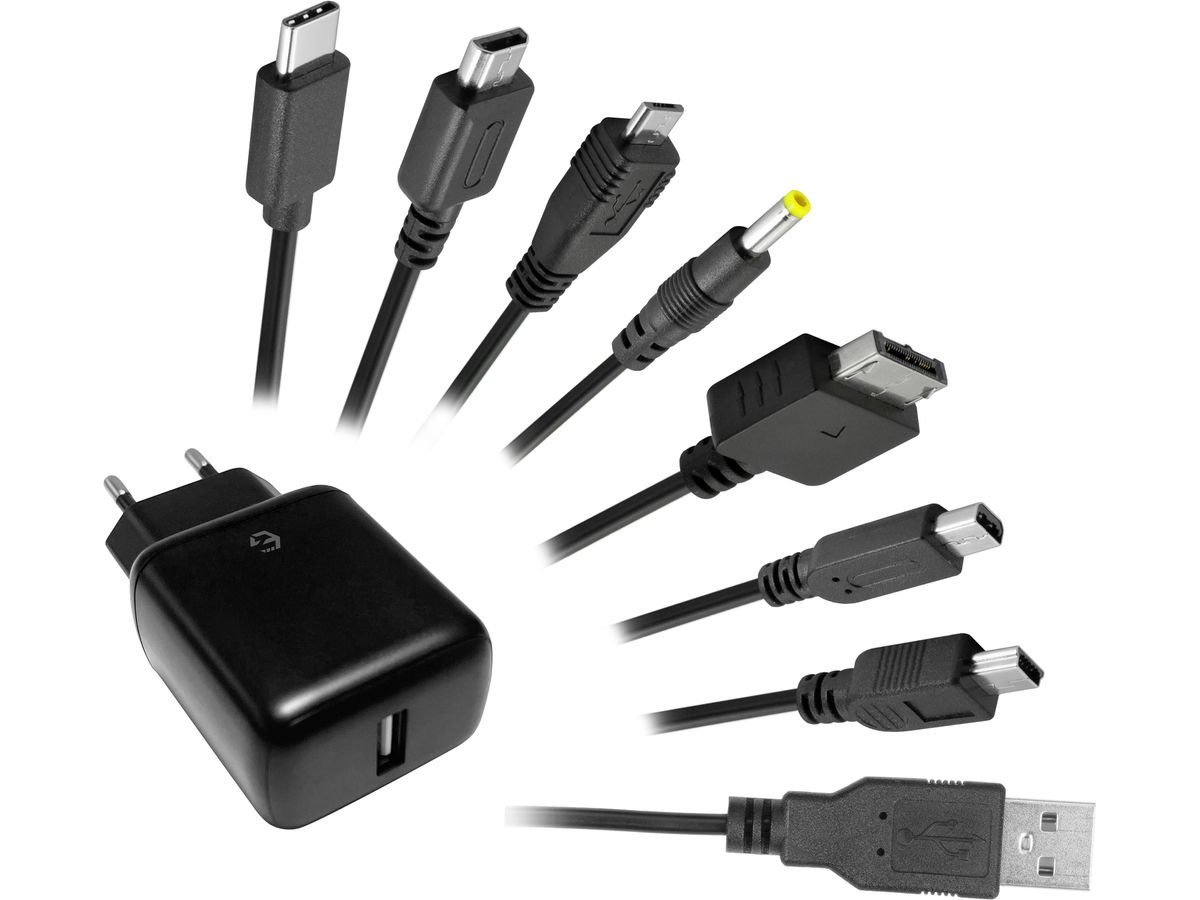 EGOGEAR 7in1 Cable with AC Adapter SCH7-UNI-BK universal, Black (5425025592876)