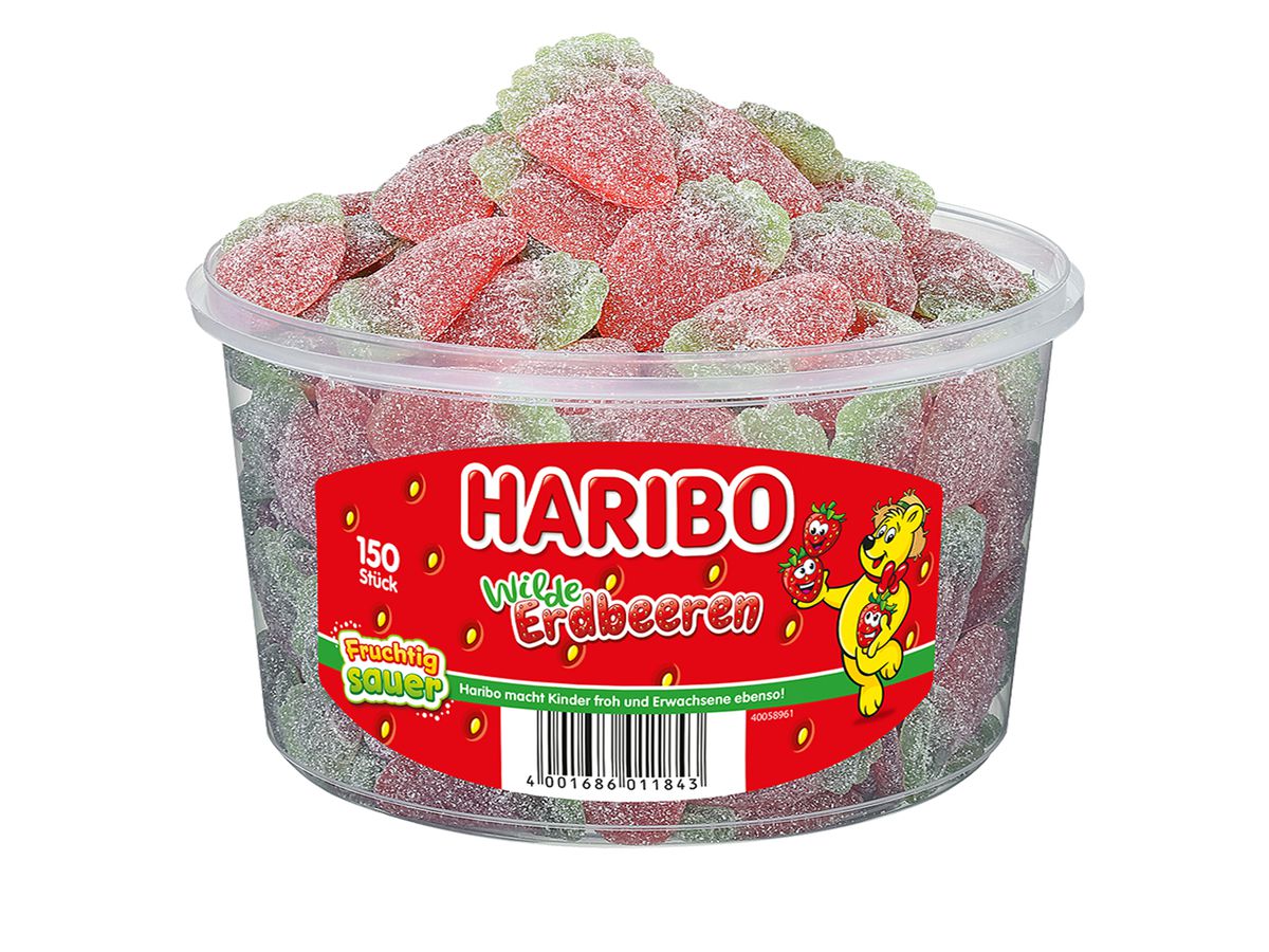 HARIBO Fraises sauvages acides 100002 Boîte 1200g, 150 pcs. (4001686011843)