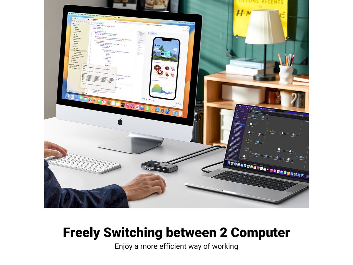 UGREEN Sharing Switch Box 30767 2in4 Out USB 2.0,(BB) (6957303837670)