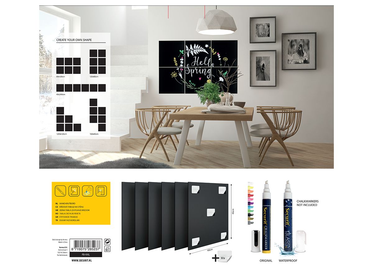 SECURIT Kreidetafel XXL FB-XXL 6 Stück 40x40x0.2cm (8719075285237)