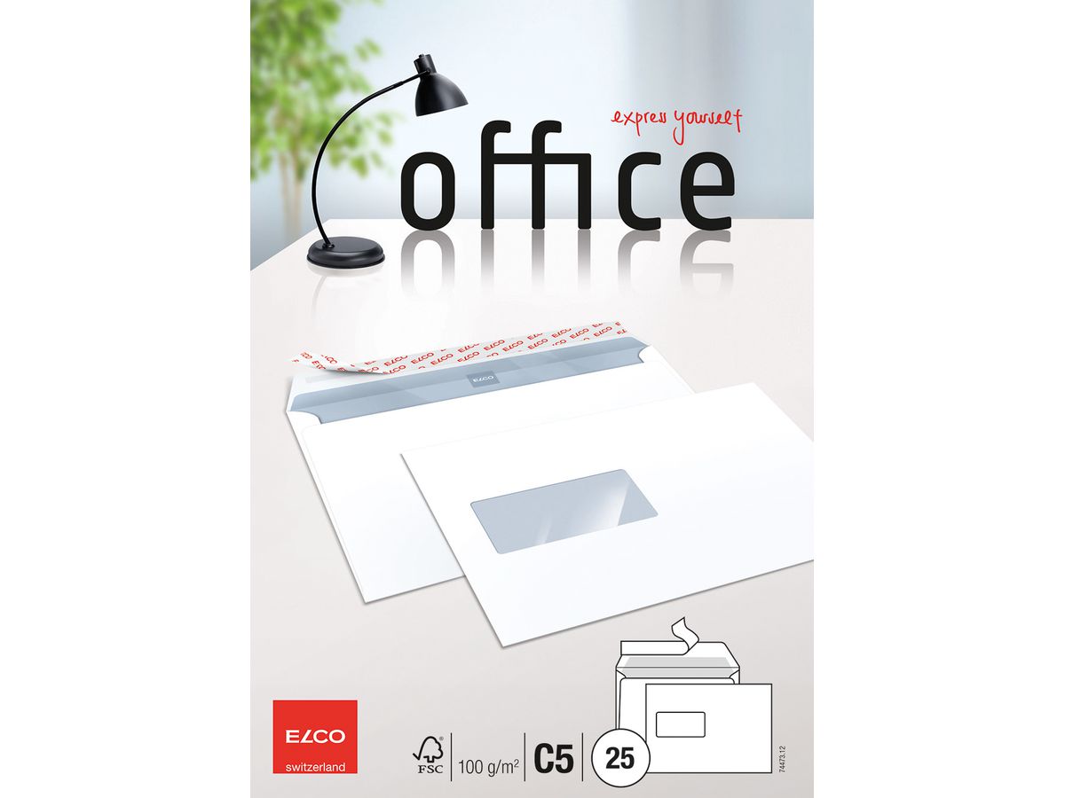 ELCO Envelope fenêtre gauche C5 74473.12 100g, blanc, colle 25 pcs. (7610425349108)