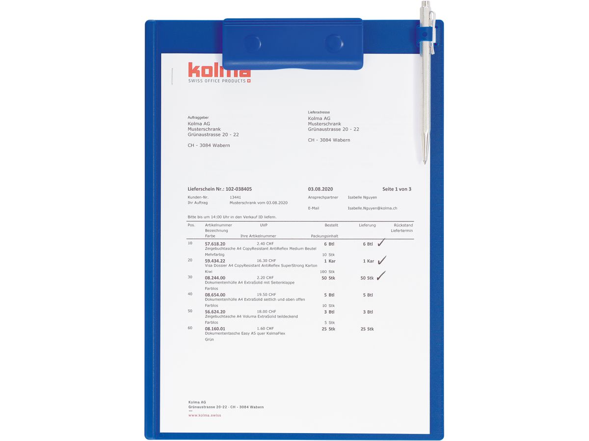 KOLMA Sous-main Paper Clip A4 06.004.35 bleu (7611967060193)
