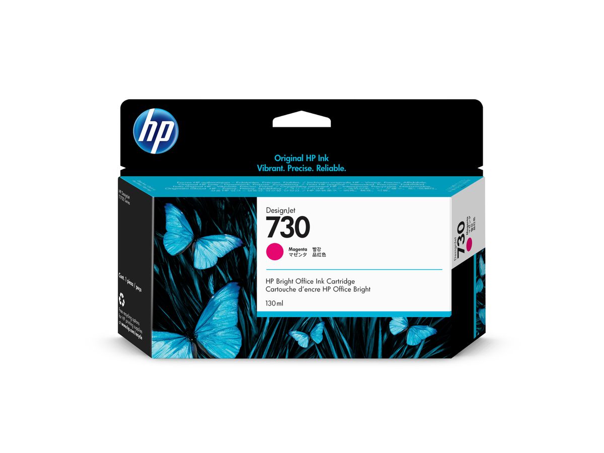 HP Tintenpatrone 730 magenta P2V63A DesignJet T1700 130ml (0190781726944)