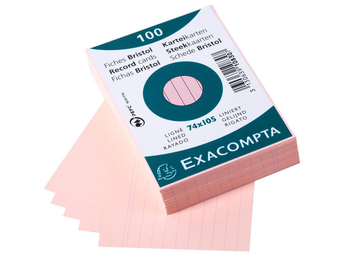 EXACOMPTA Schede rugoso A7 10830SE rosato 100 pzi. (3130639108307)