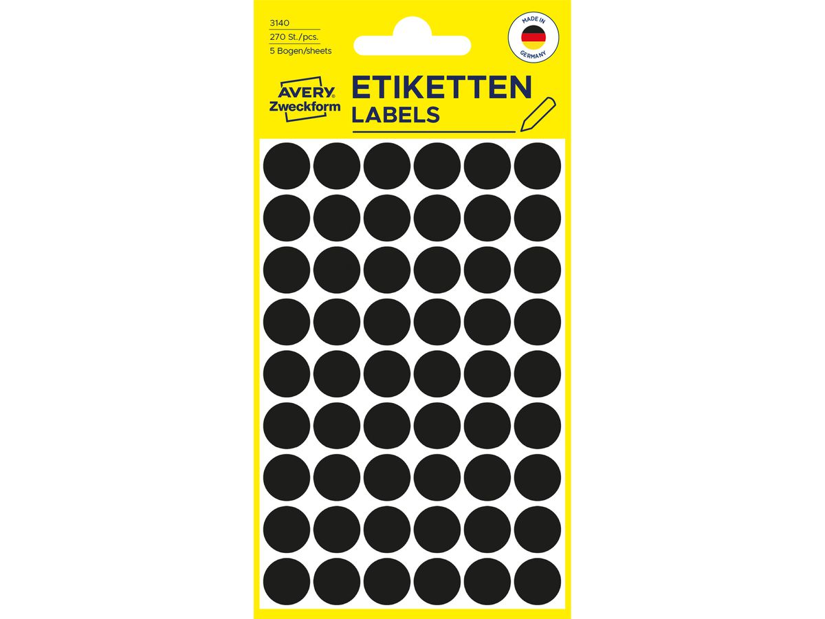 AVERY ZWECKFORM Marcatori 12mm 3140 nero 270 pz. (4004182031407)