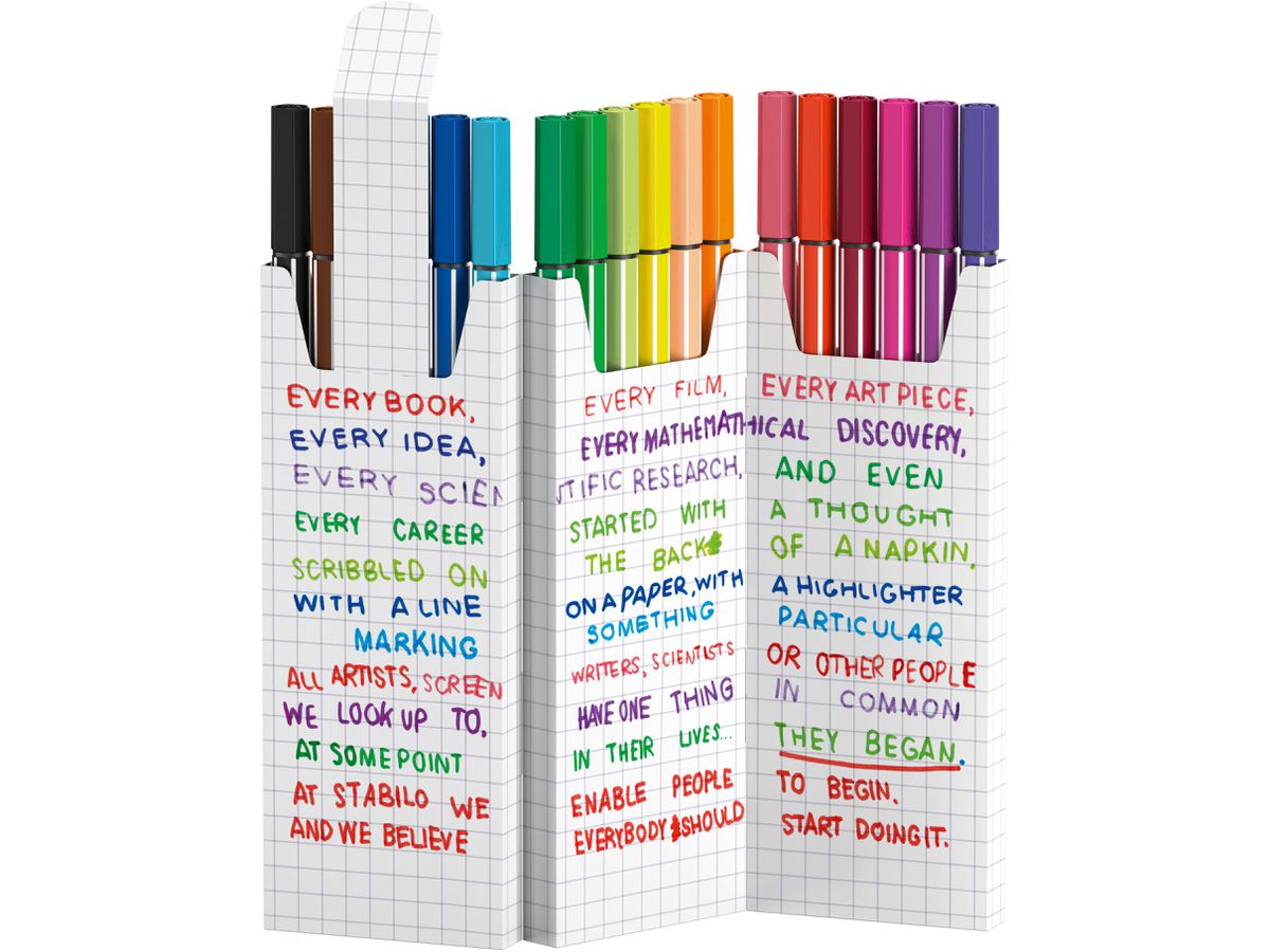 STABILO Faserschreiber Pen 68 1mm 6818/9 Zick Zack Etui 18 Stück (4006381616751)