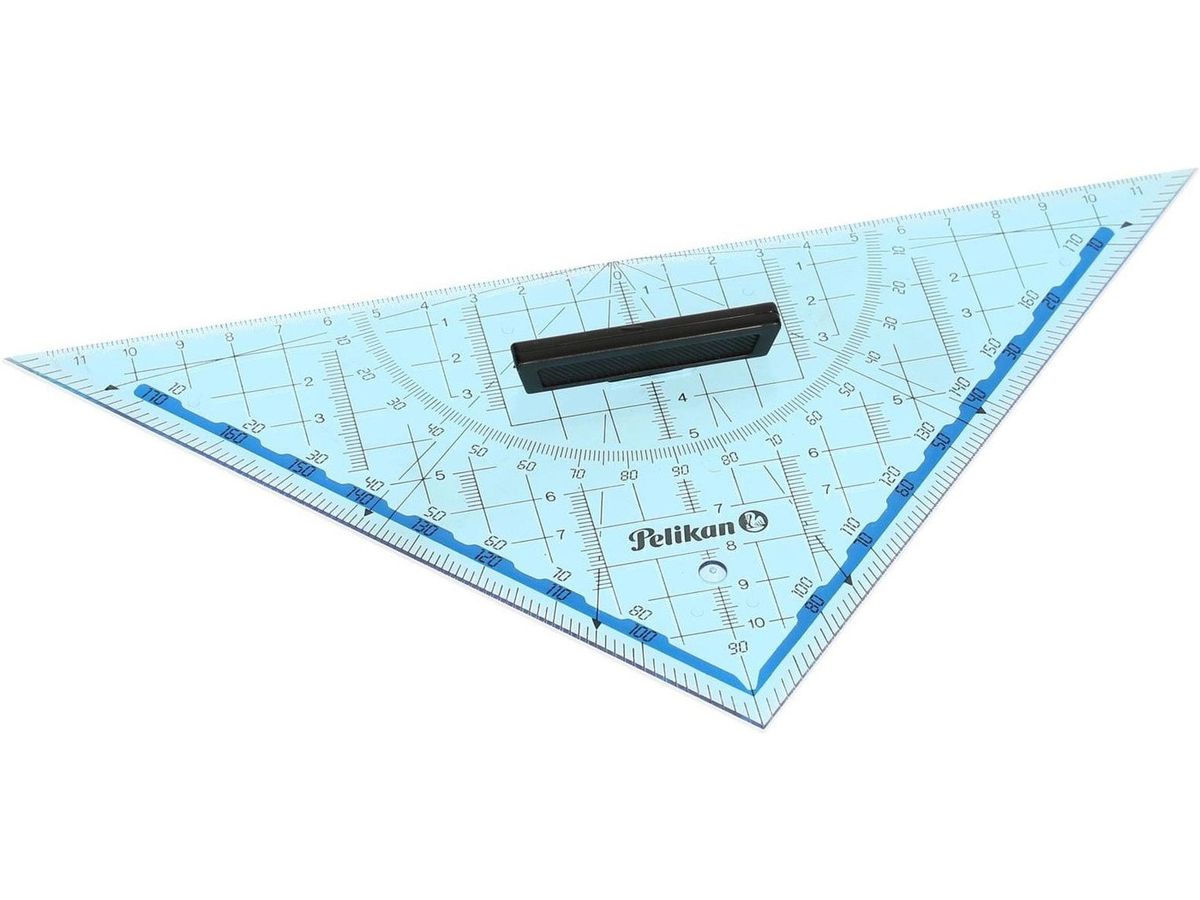 PELIKAN Equerre 22cm 7137471 transp. bleu, manche mobile (4012700137470)