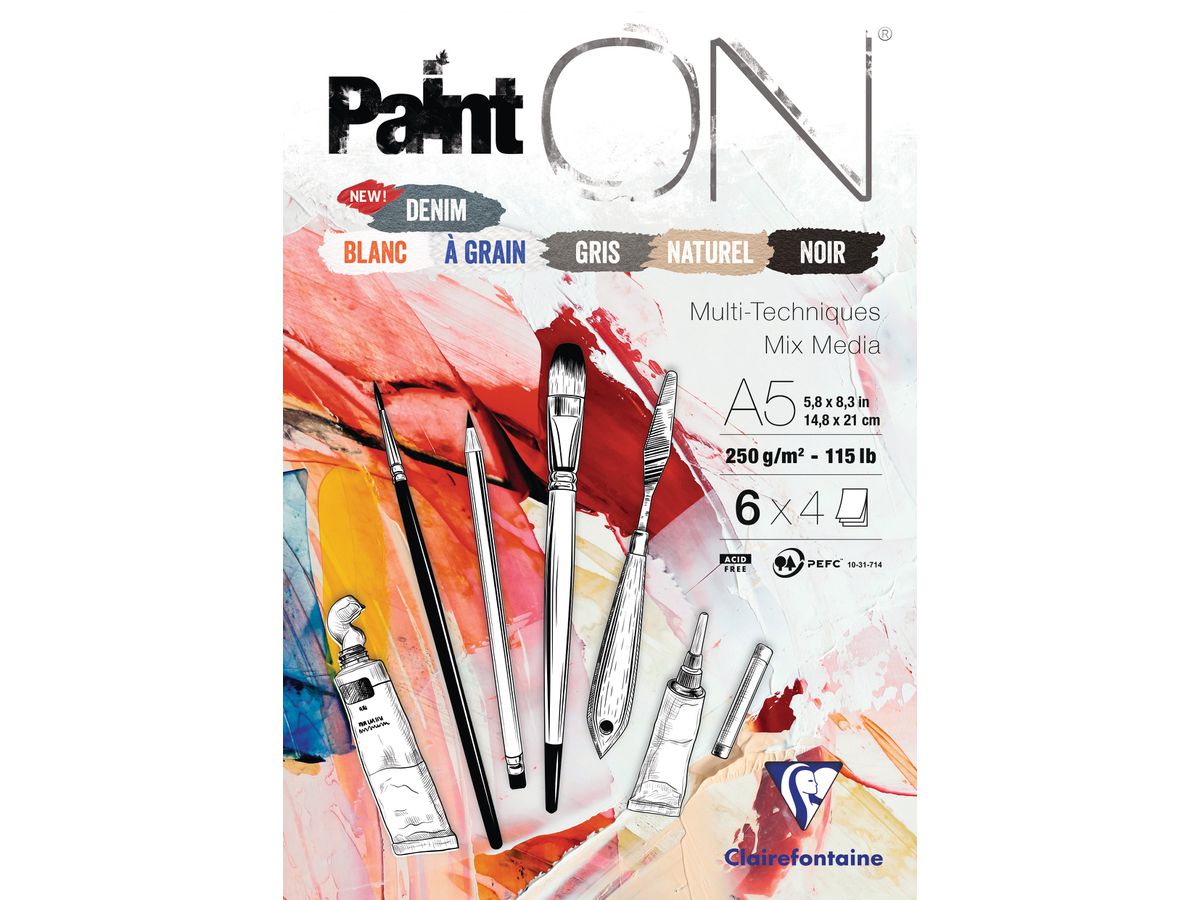 CLAIREFONTAINE Paint'On Block A5 975409C Assortito 24 fogli (3329689754095)