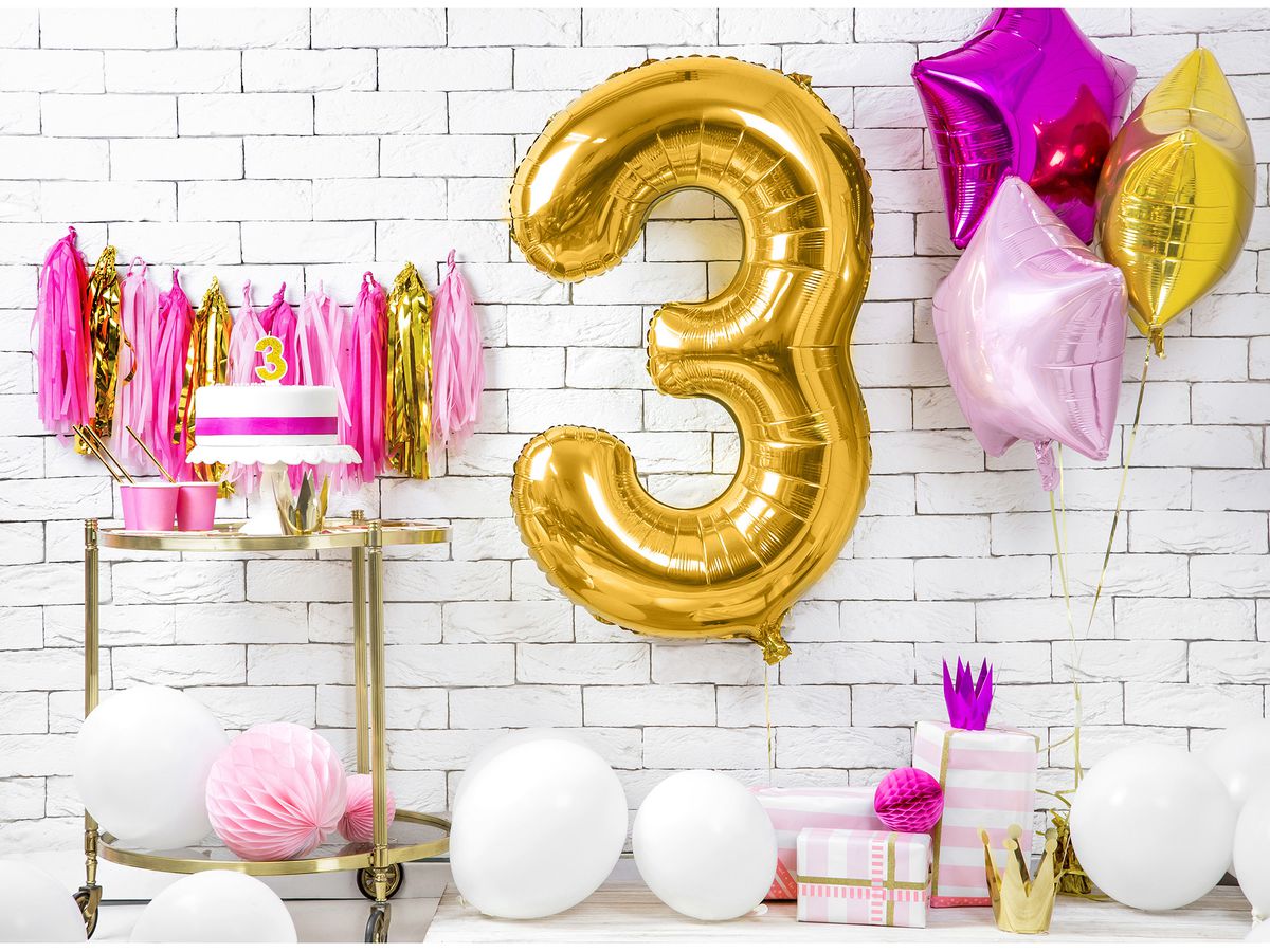 PARTYDECO Palloncino in foil no. 3 86cm FB1M-3-019 oro (5902230736139)